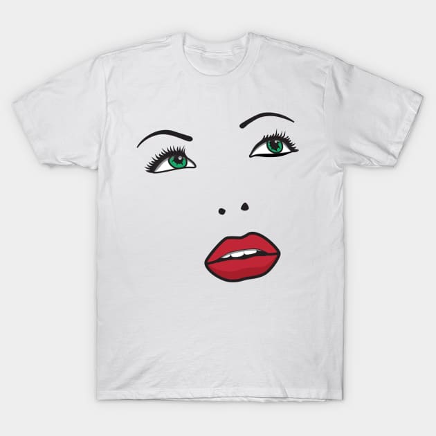 beautiful young girl with sexy red lips. Closeup attractive sensual face T-Shirt by Mashmosh